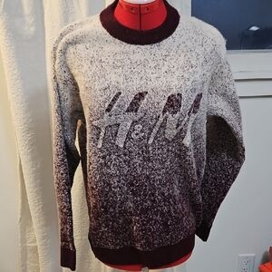 H&M Men's Maroon and Cream Crewneck Sweater